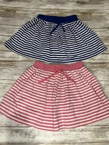 Hanna Andersson Girls 130 8 Blue & Pink Striped Scooter Skirts lot - Picture 1 of 4