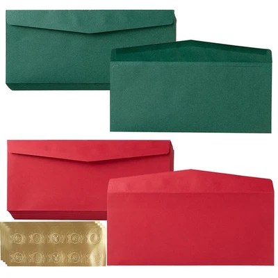 Paquete de 100 Sobres de Navidad #10 Negocios Coloridos Sobres Verdes y Rojos Se Foto 1 de 4