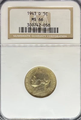 1943-D Jefferson Nickel MS66 NGC (#PA300742058) - Image 1 of 2