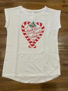 GIRLS Size 12 white Christmas Don't get your tinsel in a tangle  t-shirt NEW 832 - Picture 1 of 2
