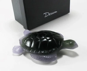 DAUM TORTUE DE MER MAUVE PATE-DE-VERRE GLASS CRYSTAL SEA TURTLE FIGURINE,4.5in - Picture 1 of 7