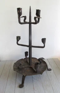 Vtg 16" Metal Wrought Iron Candleabra Candleholder Brutalist Primative 6 Holders - Picture 1 of 8