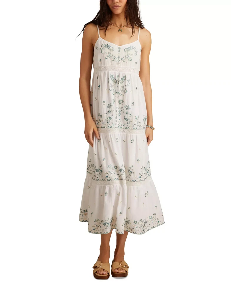 Maxi vestido para mujer Lucky Brand talla L bordado floral sin mangas Foto 1 de 4