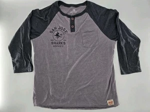 NHL Sportage Brand Sz XL SAN JOSE SHARKS Long Sleeve Henley Shirt - Gray Cotton - Picture 1 of 7