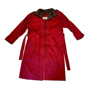 Donny brook Lined Fabric Long Sleeves Red Button Up Women’s Trench Coat Size 6 - Picture 1 of 6