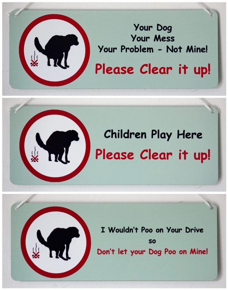 Señales de advertencia de caca de perro, divertidas señales metálicas con un mensaje real (protegido UV) Foto 1 de 1