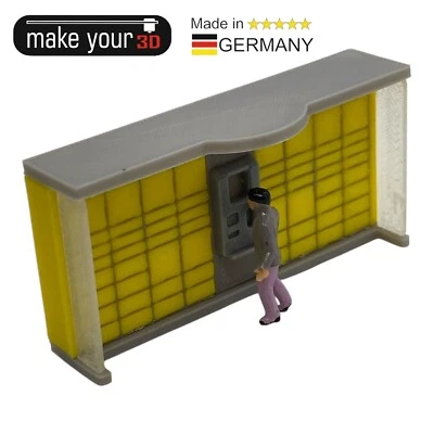 MAKEYOUR3D H0 1:87 Packstation mit Vordach und Glaswände