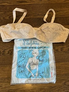 NEW Vintage 1960's Sculptress Peachy Pink Lace & Satin Nylon Bra Style 532 34 DD - Picture 1 of 5