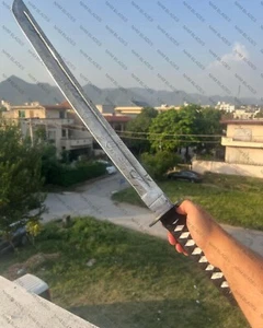 Hand Forged Damascus Steel Blade 34" Long Full-Tang Combat Sword with Scabbard. - Picture 1 of 5