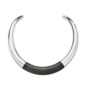 Georg Jensen Sterling Silver Neckring with Ebony - Aura #A29AE - Picture 1 of 1