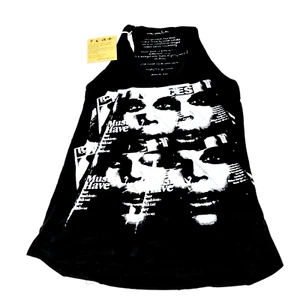 We Walk Biker Top Black Relaxed Sleeveless Hand Printed Art R$69 Women Size S - Picture 1 of 24