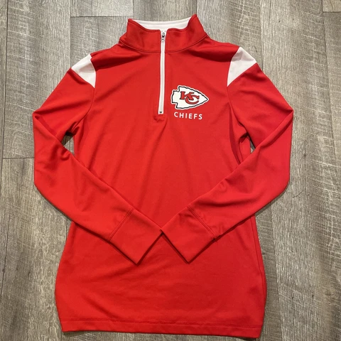 Kansas City Chiefs Quarter Zip Pullover Sweater Coat Jacket Sz M - TX3 Cool NFL Cover