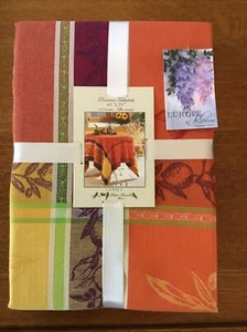 PROVENCE STOF Jacquard Woven 100% Cotton Tablecloth 63” x 78” Orange FRANCE - Picture 1 of 3