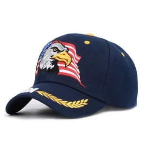 American Bald Eagle USA Navy Blue Baseball Cap, Flag Stars And Stripes, Navy,US - Picture 1 of 6