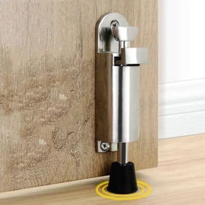 Tapón de puerta abatible cargado con resorte pedal de pie topes de puerta soporte tono plateado - Imagen 1 de 2
