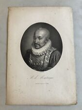 Antique De Langlume & P Sudre Engraving Portrait Lord Montaigne Michel Eyquem