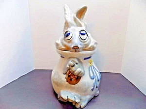 LOUISVILLE STONEWARE COOKIE JAR Precious Peepers RABBIT EASTER BUNNY USA RARE - Picture 1 of 12