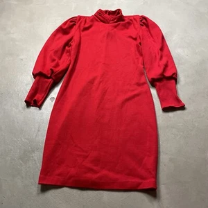 Vintage 70s All That Jazz Dress Mod Fitted S Puff Sleeves Made in USA 80s - Picture 1 of 13