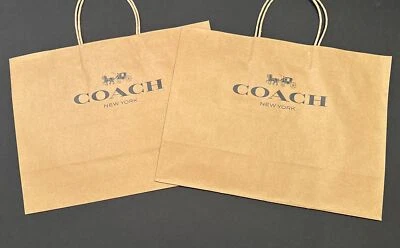 TWO New Coach Medium Paper Shopping Bag Brown Size 16 x 12 x 6 inch - Image 1 of 4