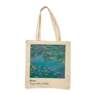Water Lilies- Monet Eco Shopping Bag Reusable 15.5" x 14.5" Real Sic Cotton New - Picture 1 of 4