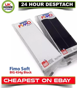 FIMO Soft 454g Polymer Modelling Ove Bake Clay - Black or White Set - Picture 1 of 19