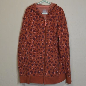 Cat & Jack Zippered LS Hoodie Girls XL 14 Animal Print Orange Brown 2 Pockets - Picture 1 of 9