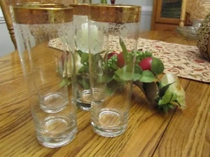 Highball Glasses with Gold trim and white design .(4) GA-16 - Picture 1 of 3