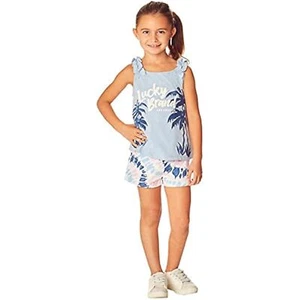 Lucky Brand Little Girl's 2 Piece Outfit Set, 1 Top, 1 Short (Blue Tie Dye, 5) - Picture 1 of 1