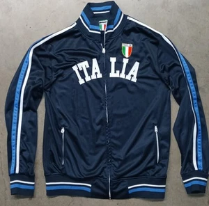 Italia Adult XXL Full Zip Embroidered Spellout Logo Navy Blue Track Jacket - Picture 1 of 5