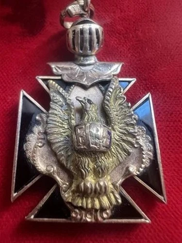 Kreuz Freimaurer Anhänger Fob Vergoldet Gold Fraternal Order Eagles Antike - Bild 1 von 4
