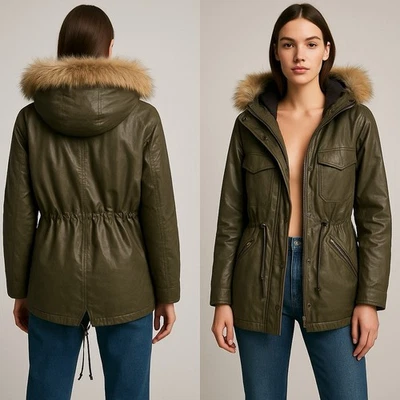 SAM. Chaqueta Parka Nueva York Borde de Piel Sintética Oliva XL Cordón Con Capucha Foto 1 de 4