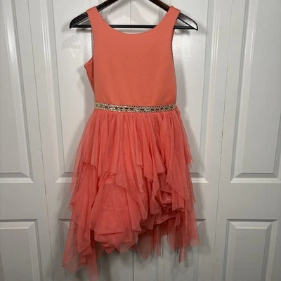 Emily West Girls Dress 16 Coral Tulle Party Formal Prom Dance Special Occasion - Image 1 of 4