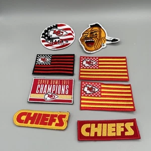 8 Kansas City Chiefs KC NFL EMBROIDERED IRON ON PATCH and hook  loop velkro LOT - Picture 1 of 8