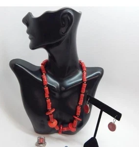 925 Geometric Coral Necklace Earrings & Ring 50.5g - Picture 1 of 8