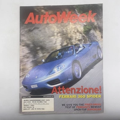 AutoWeek Magazine August 2000 Ferrari 360 Spider - Image 1 of 4