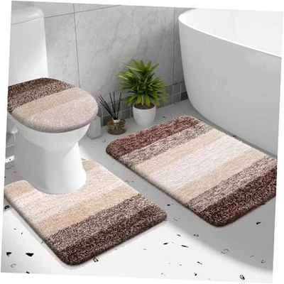  Conjuntos de tapetes de banheiro 3 peças, tapete de banho absorvente de microfibra macia, em forma de U  - Imagem 1 de 4