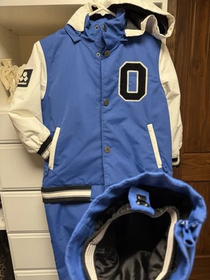 Traje de nieve 2 en 1 para niños Oneskee azul con bandera canadiense estadounidense en la espalda talla 7/8 Foto 1 de 4