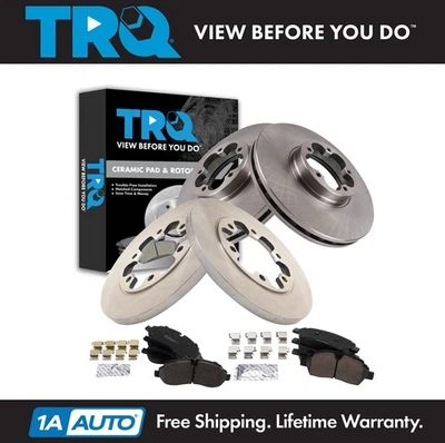 Kit de pastillas de freno y rotor delanteras y traseras TRQ para Ford Transit-350 HD 2015-2019 Foto 1 de 4