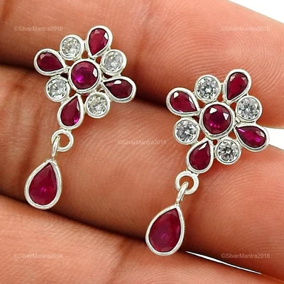 Orecchini A Pendente In Argento Sterling 925 Con Zirconia Cubica Naturale - Immagine 1 di 4