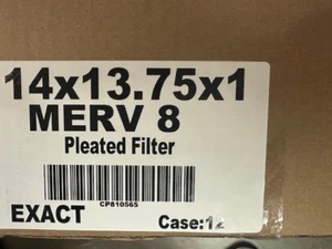 14 X 13.75 X 1 PLEATED MERV-8 AIR FILTER CASE OF 12 NEW 14" X 13.75" X 1" - Picture 1 of 2