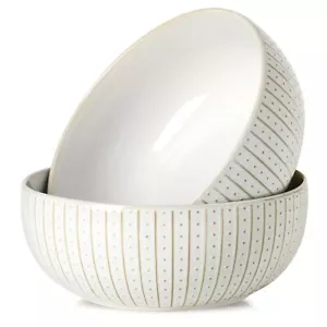 8inch Ceramic Large Salad Bowl Porcelain White Big Capacity Fruit Soup Salad Ser - Picture 1 of 7