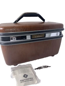 Vintage Samsonite Train Case Brown makeup Jewelry Travel Case ICONIC 70's 80's - Picture 1 of 6