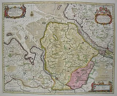 Ducatus Olim Episcopatus Bremensis - Bremen - Janssonius Bei Valk & Schenk, 1682 • 449€