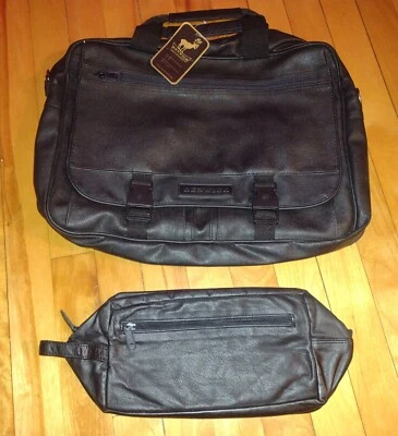 Maletín de cuero para computadora portátil Renwick Y bolso de ducha de cuero para hombre. Lote de 2 paquetes. Foto 1 de 4
