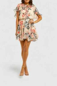 LOVER Painterly Floral Mini Dress Frill Georgette Fabric Size 10 AU | RRP 495.00 - Picture 1 of 3