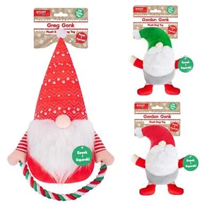 Christmas Pet Toy Red Gonk Plush Rope With Squeak Toy Tug Of War Dog Puppy - Picture 1 of 10