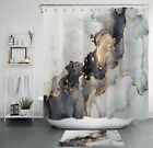 Black Golden Marble Shower Curtain Abstract Stall Ink Texture Bath Accessory Set