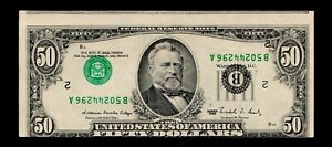 1988 $50 Federal Reserve Note Inverted Overprint Error Almost Uncirculated