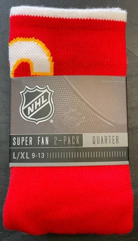 Men's Super Fan Calgary Flames Team 2-Pack Quarter Length Sock Set Cover