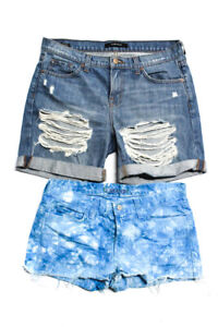 J Brand Womens Cotton Shorts Denim Blue Light Blue White Size 27 Lot 2